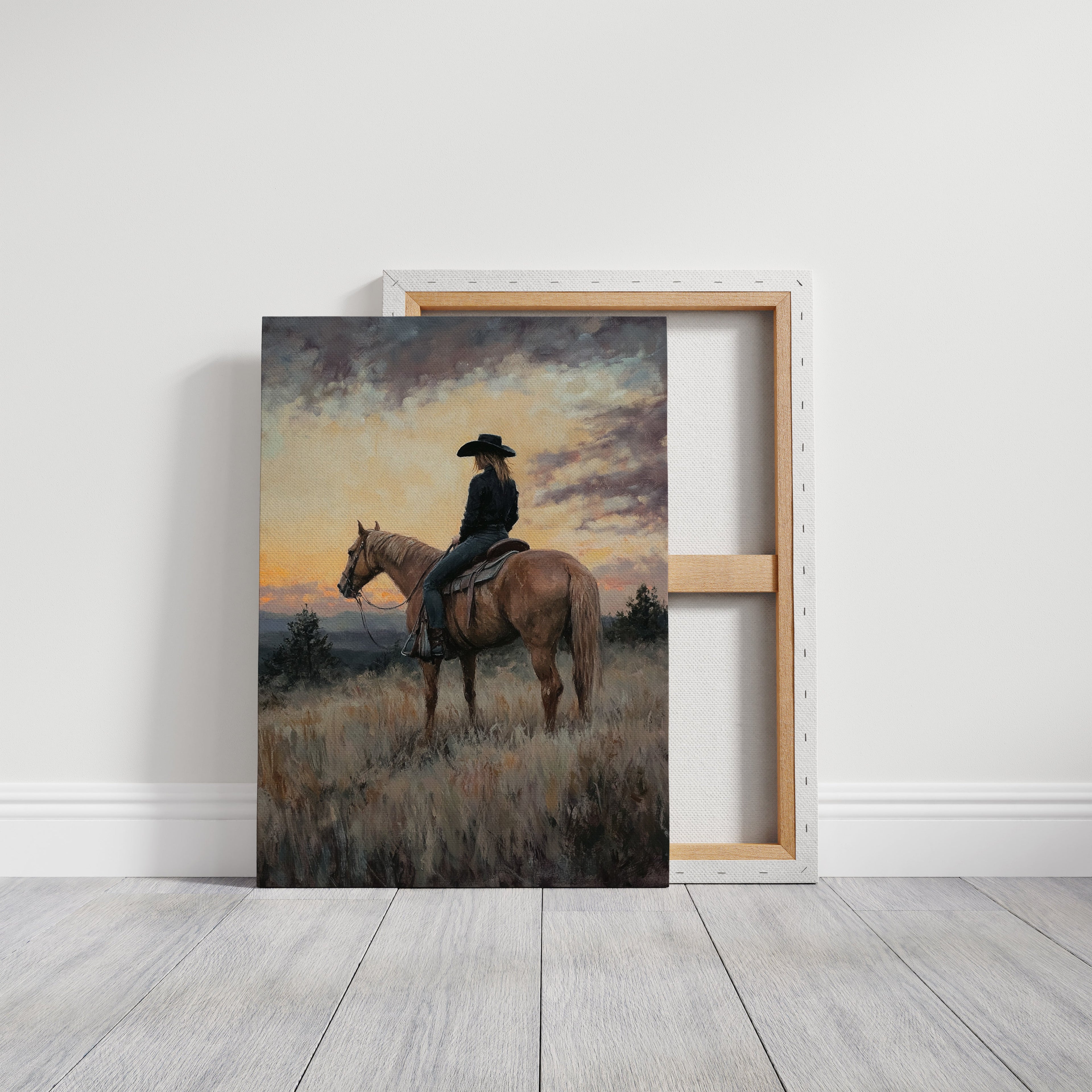 Evening Watch – Cowgirl and Horse at Sunset