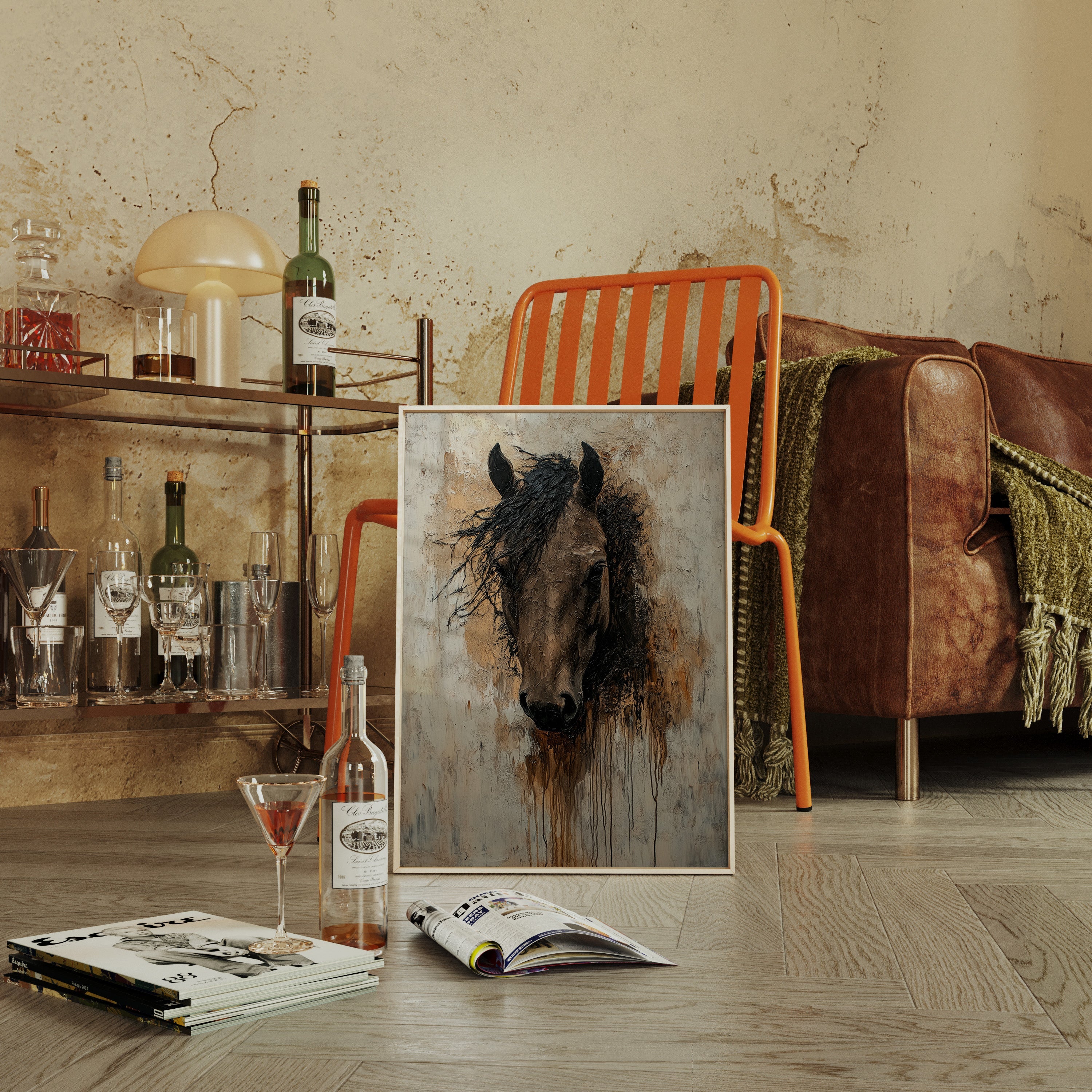 Rawhide Gaze Textured Horse Portrait