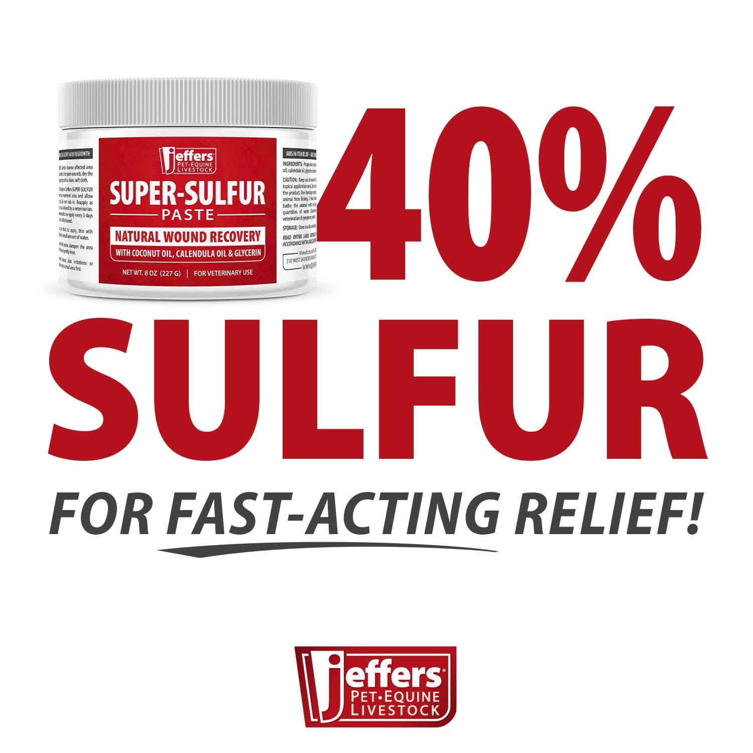 Jeffers Super-Sulfur Skin & Wound Healing Paste for Pets, Horses, & Livestock